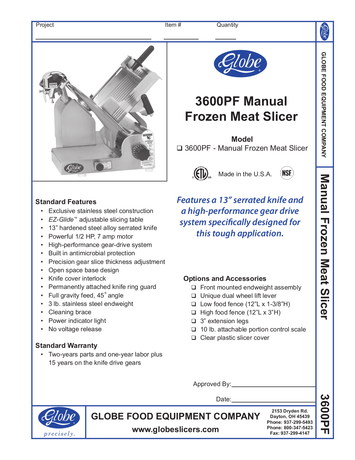 Globe 3600PF User Manual