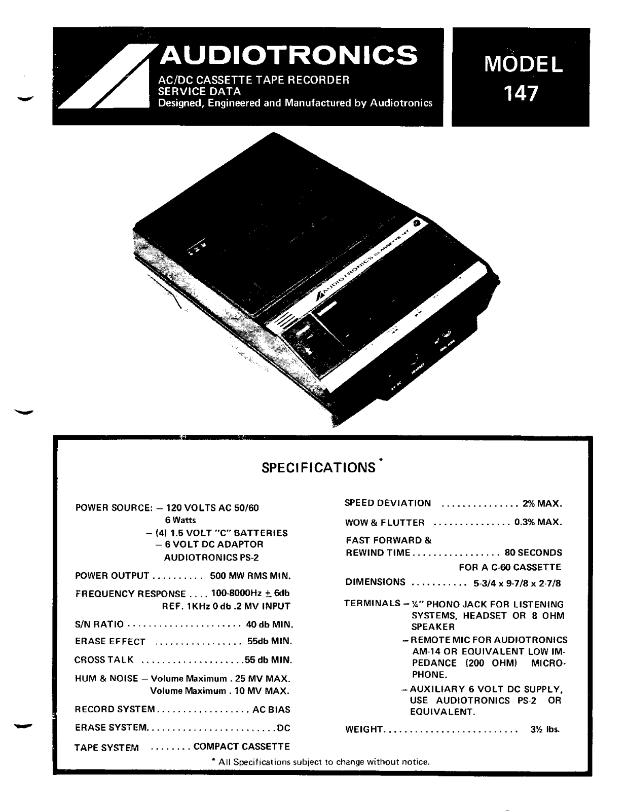 Audiotronics 147 User Manual - ManualMachine.com