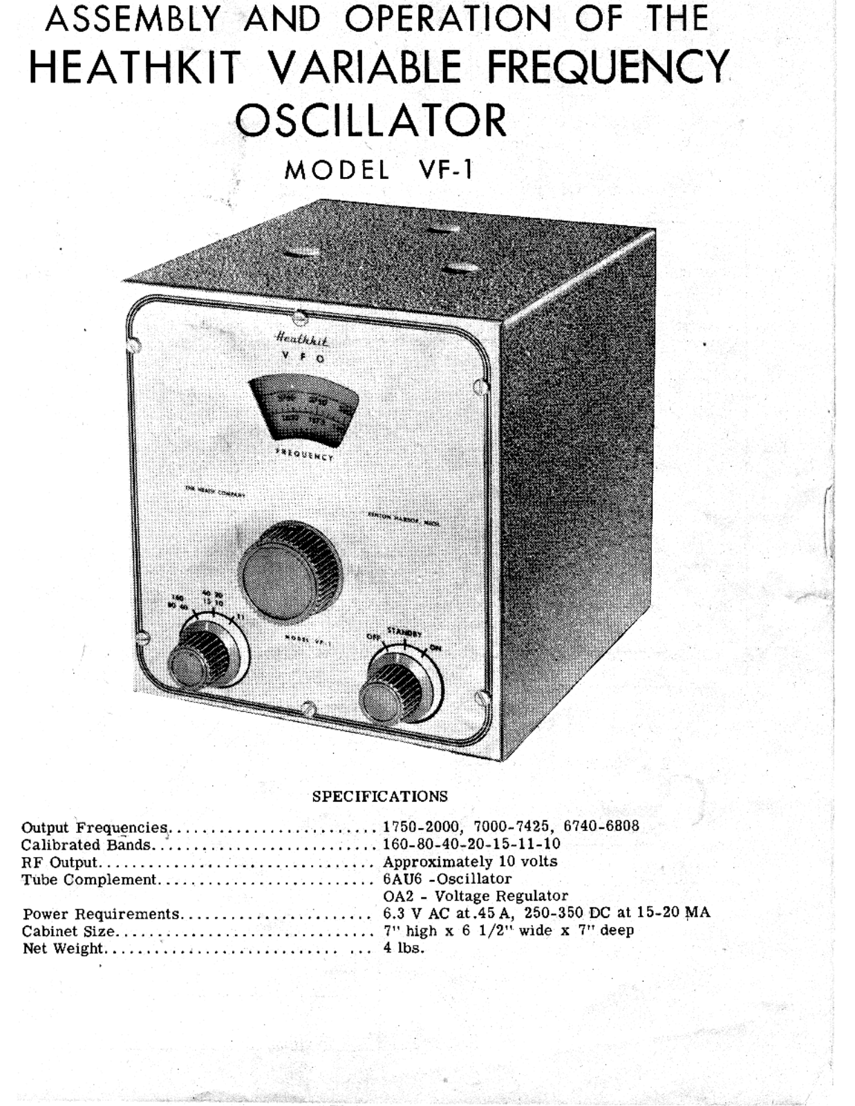 HEATHKIT VF-1 User Manual