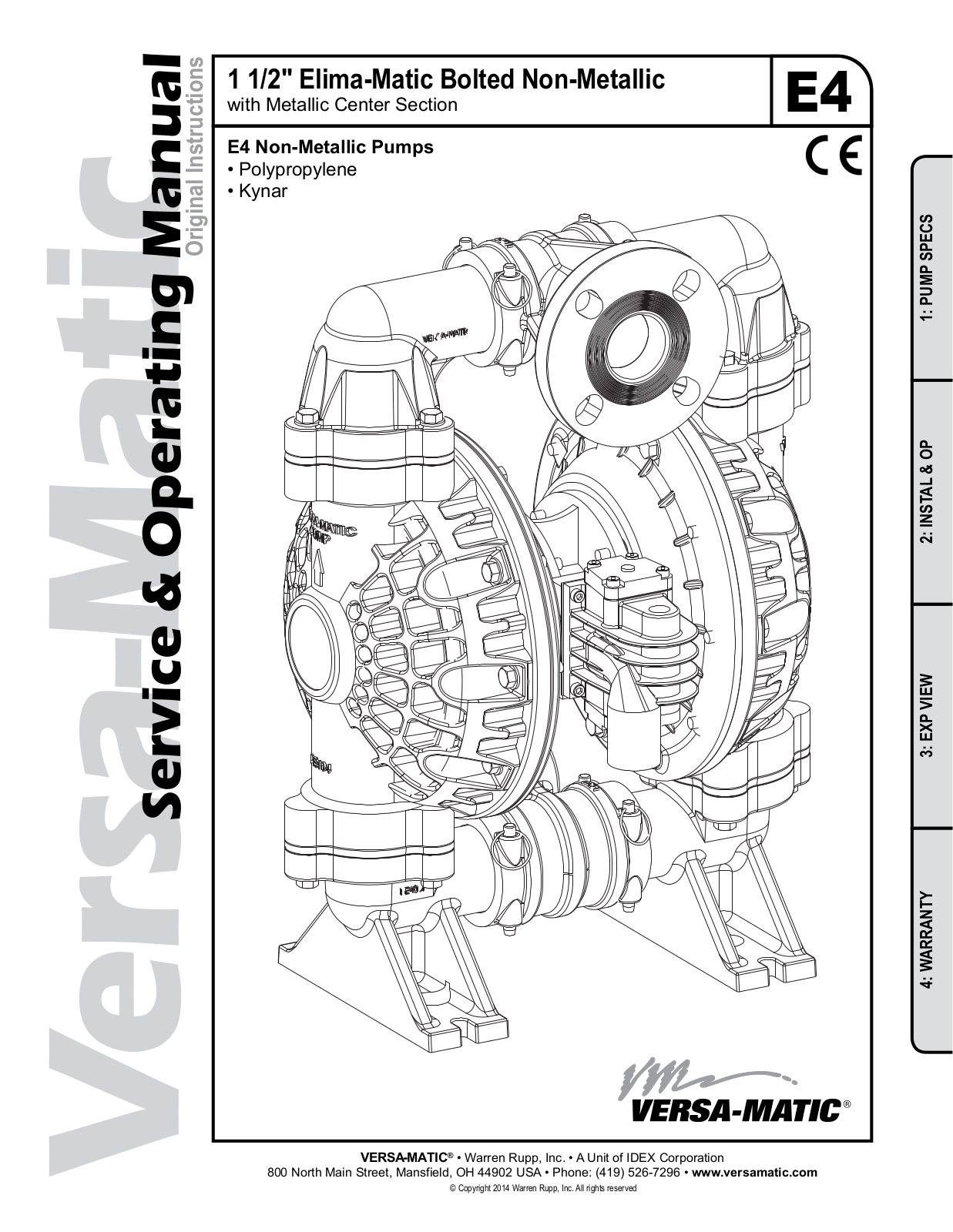 Versa-Matic 1 1/2 Elima-Matic Bolted Non-Metallic User Manual