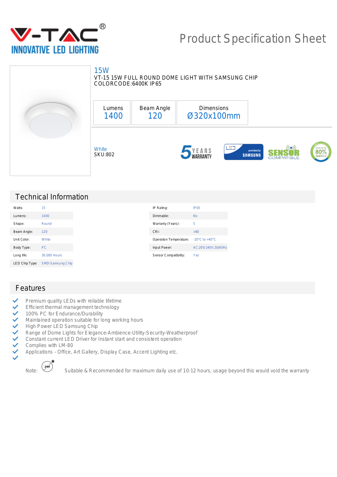 V-TAC VT-802 Datasheet - ManualMachine.com