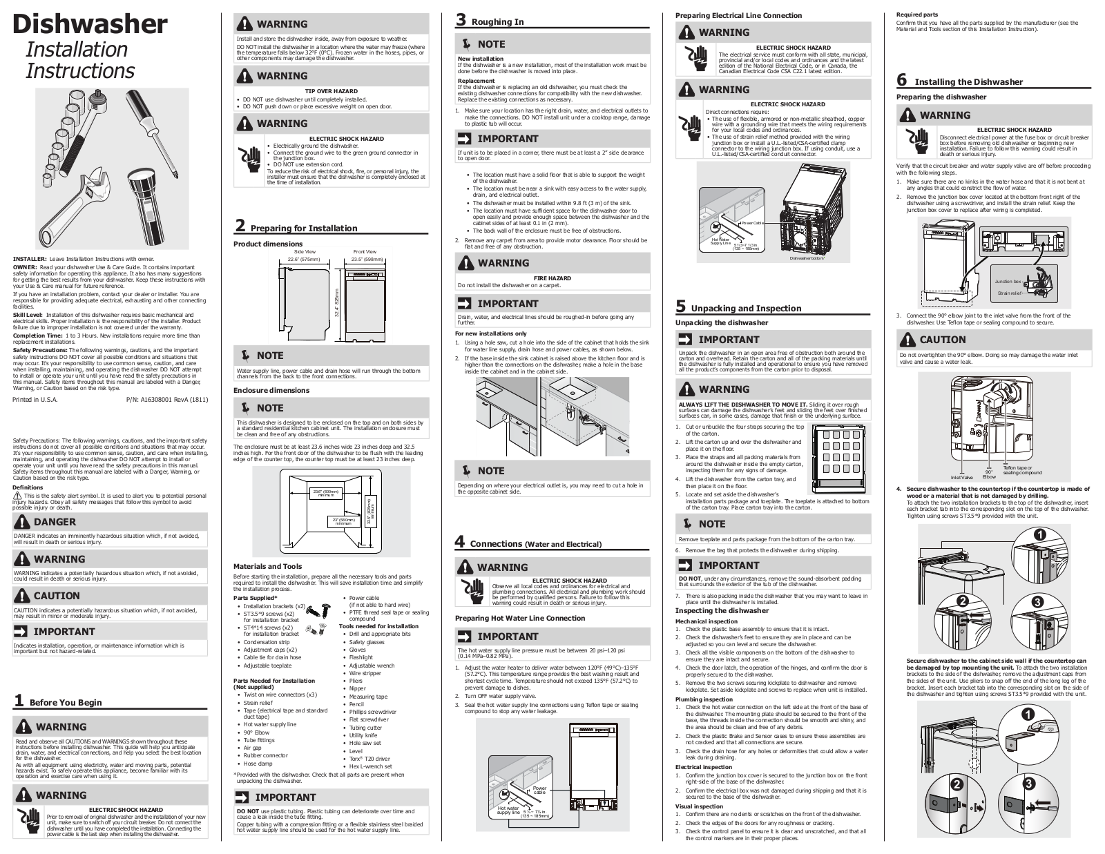 Frigidaire FFBD2420UB, FFBD2420US, FFBD2420UW Installation Guide