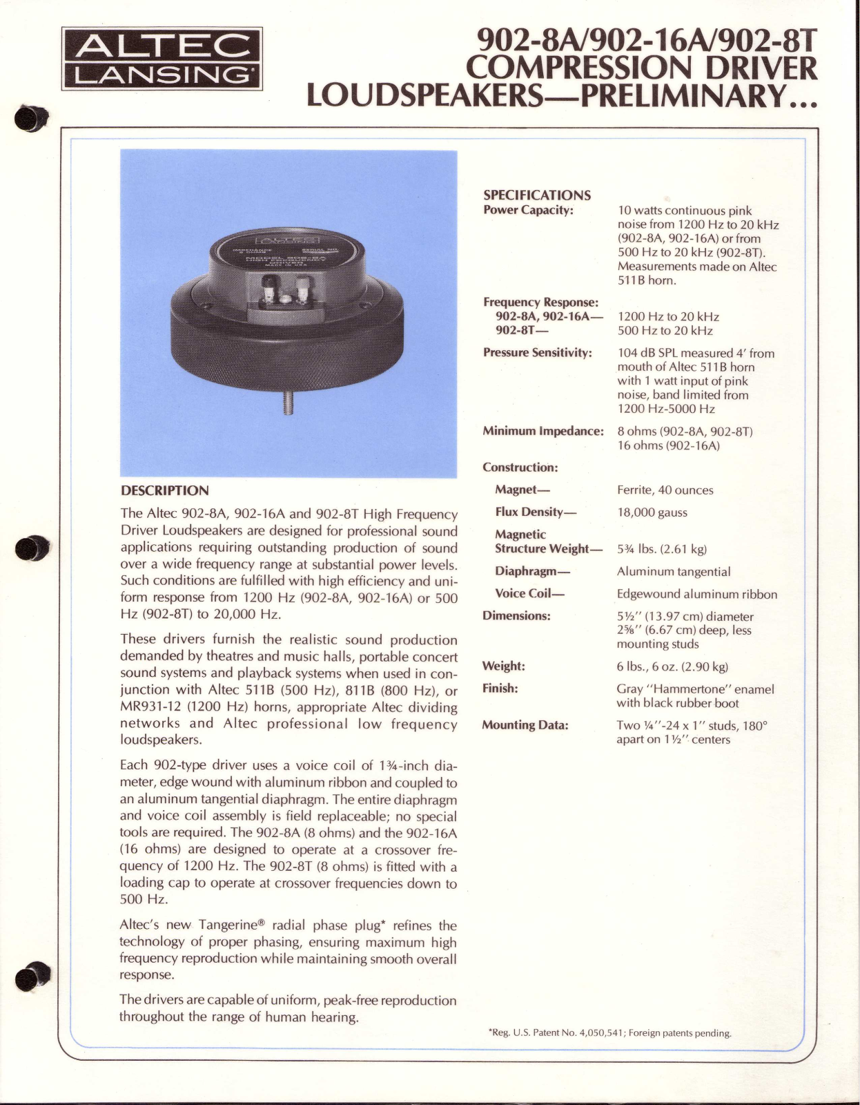 Altec Lansing 902-8A, 902-16A User Manual