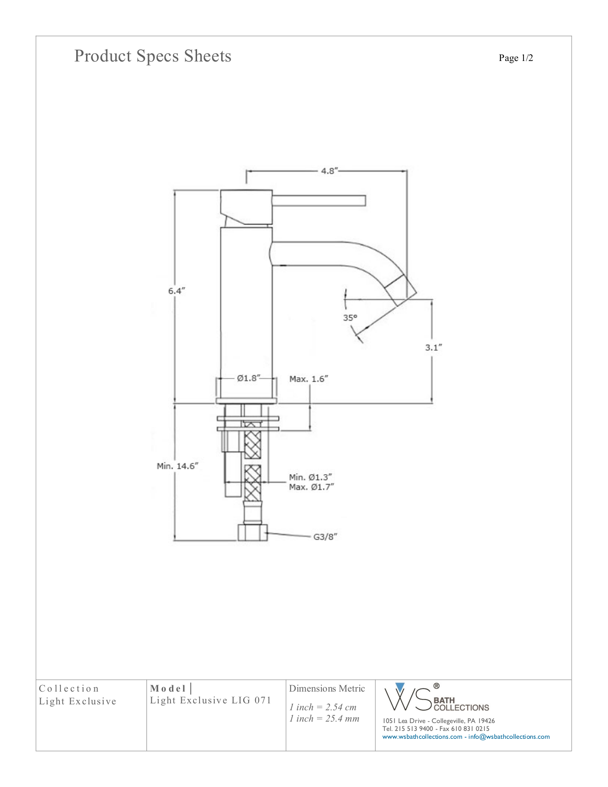 WS Bath Collections WSO3356 Specifications - ManualMachine.com