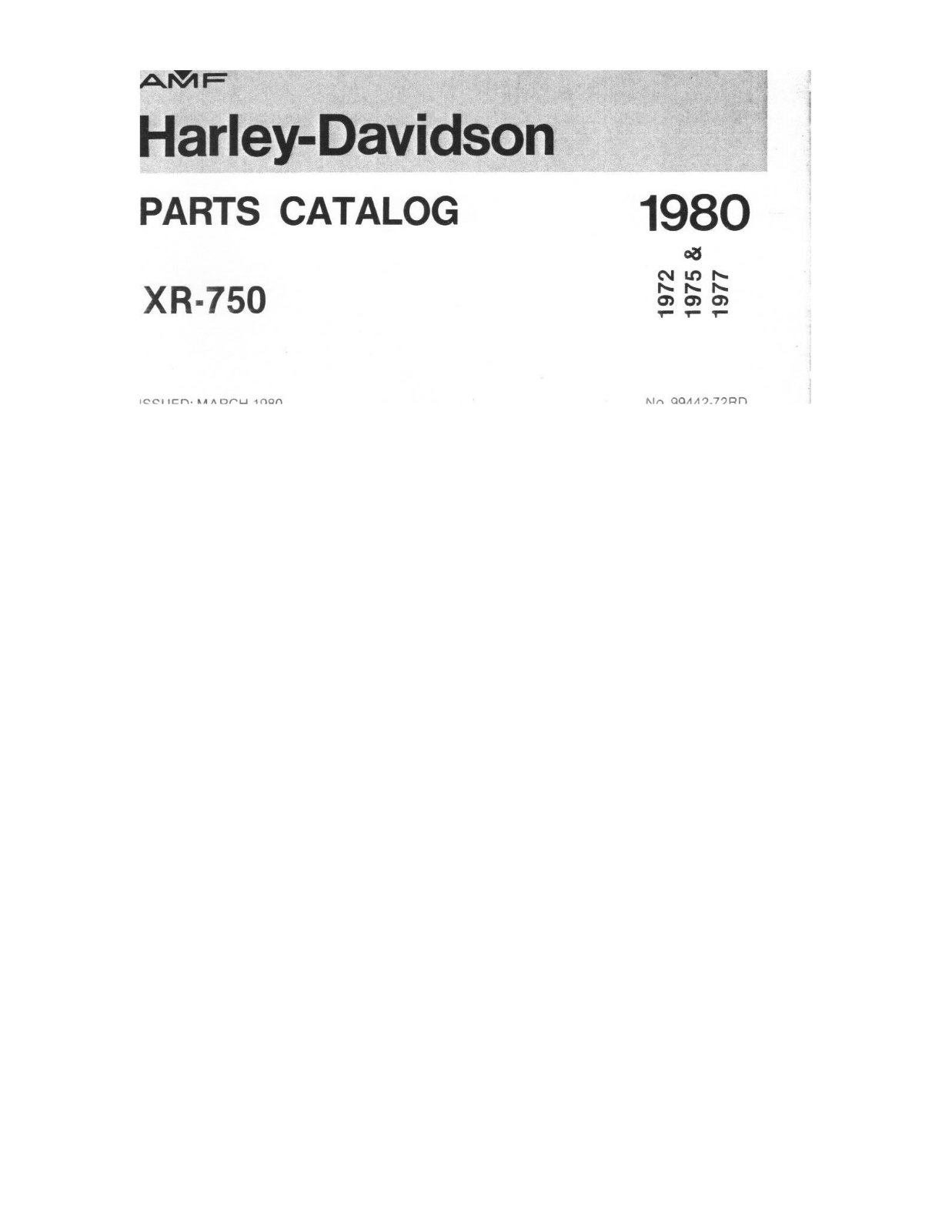 Harley Davidson XR750 1972-1980 Service Manual