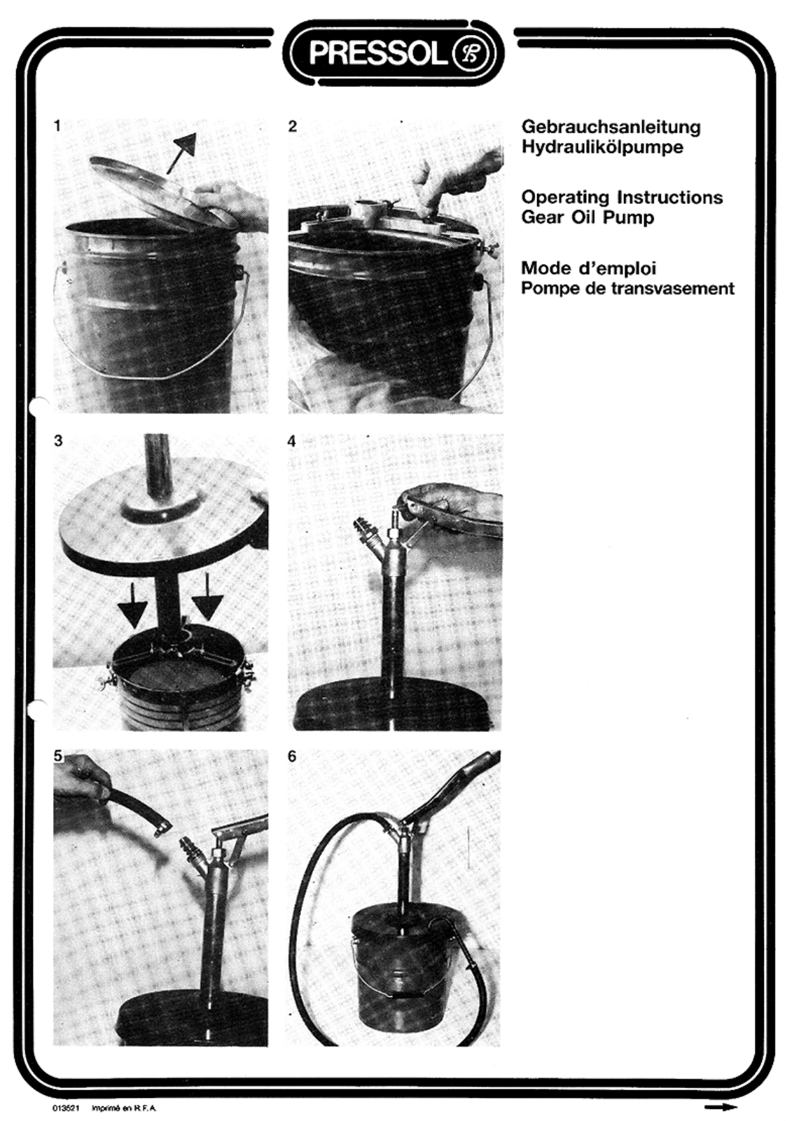 Pressol Gear Oil Pump Assembly Instructions