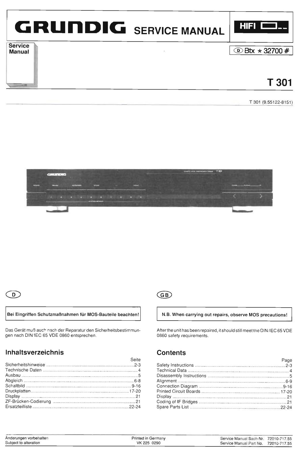 Grundig T-301 Service Manual