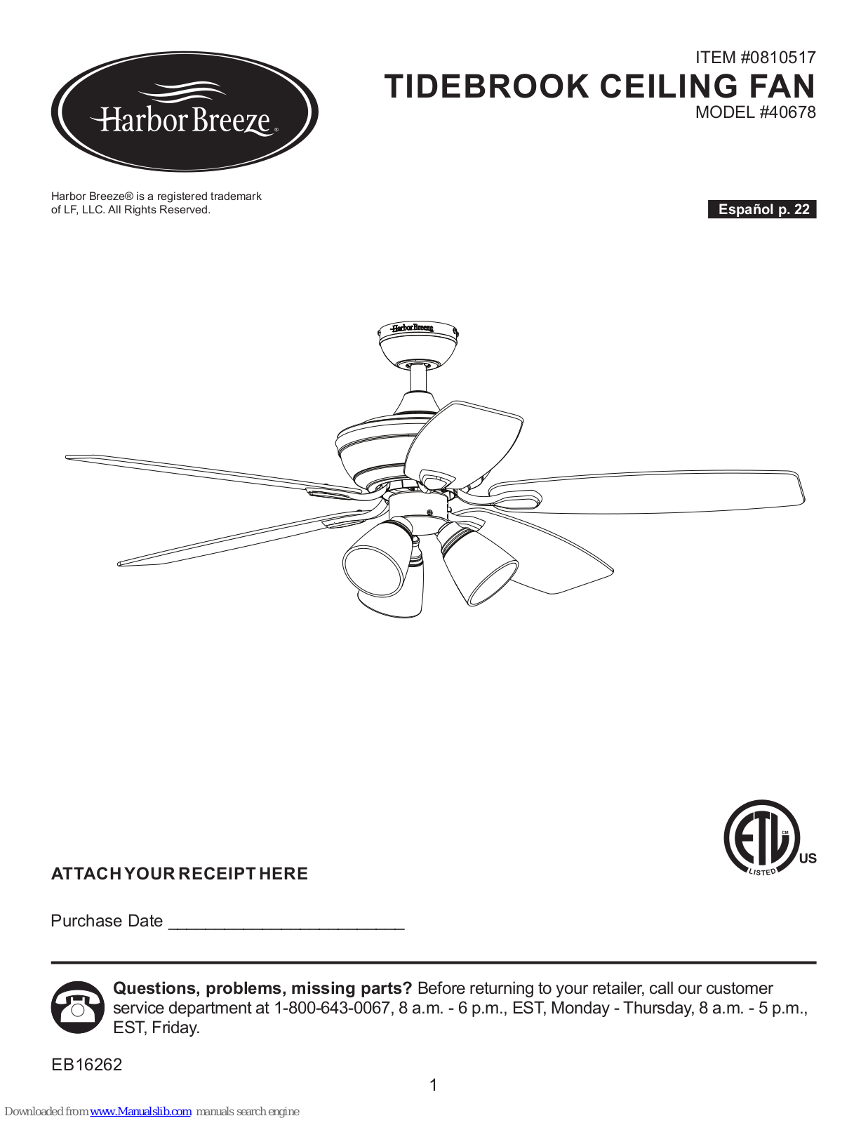 Harbor Breeze 40678 Instruction Manual