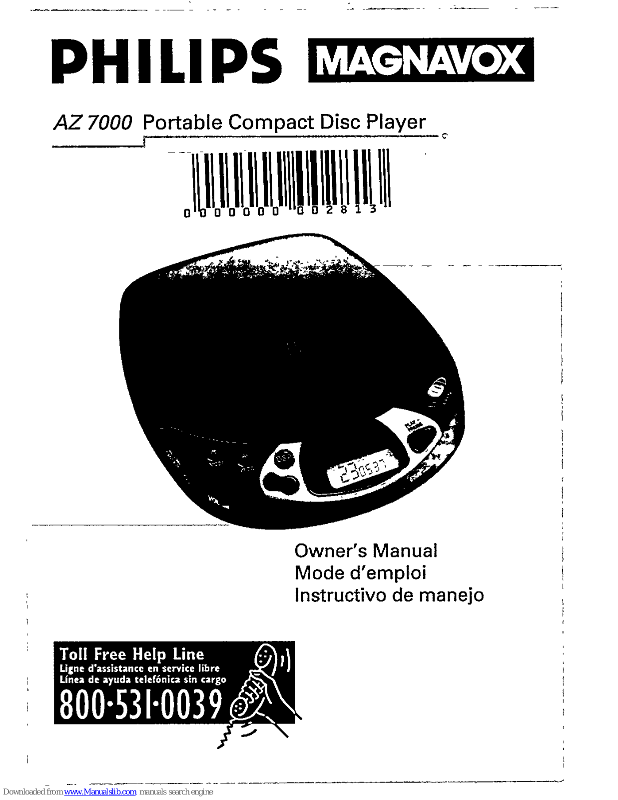 Philips AZ7000 - Cd Personal, AZ7000/17 Owner's Manual