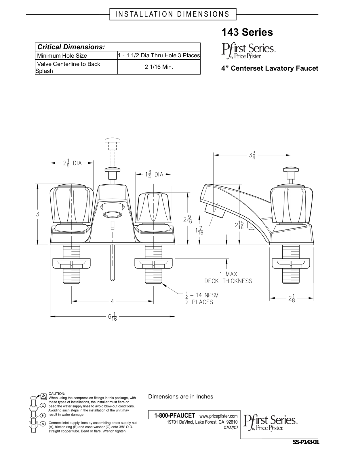 Pfister 143-5005 User Manual