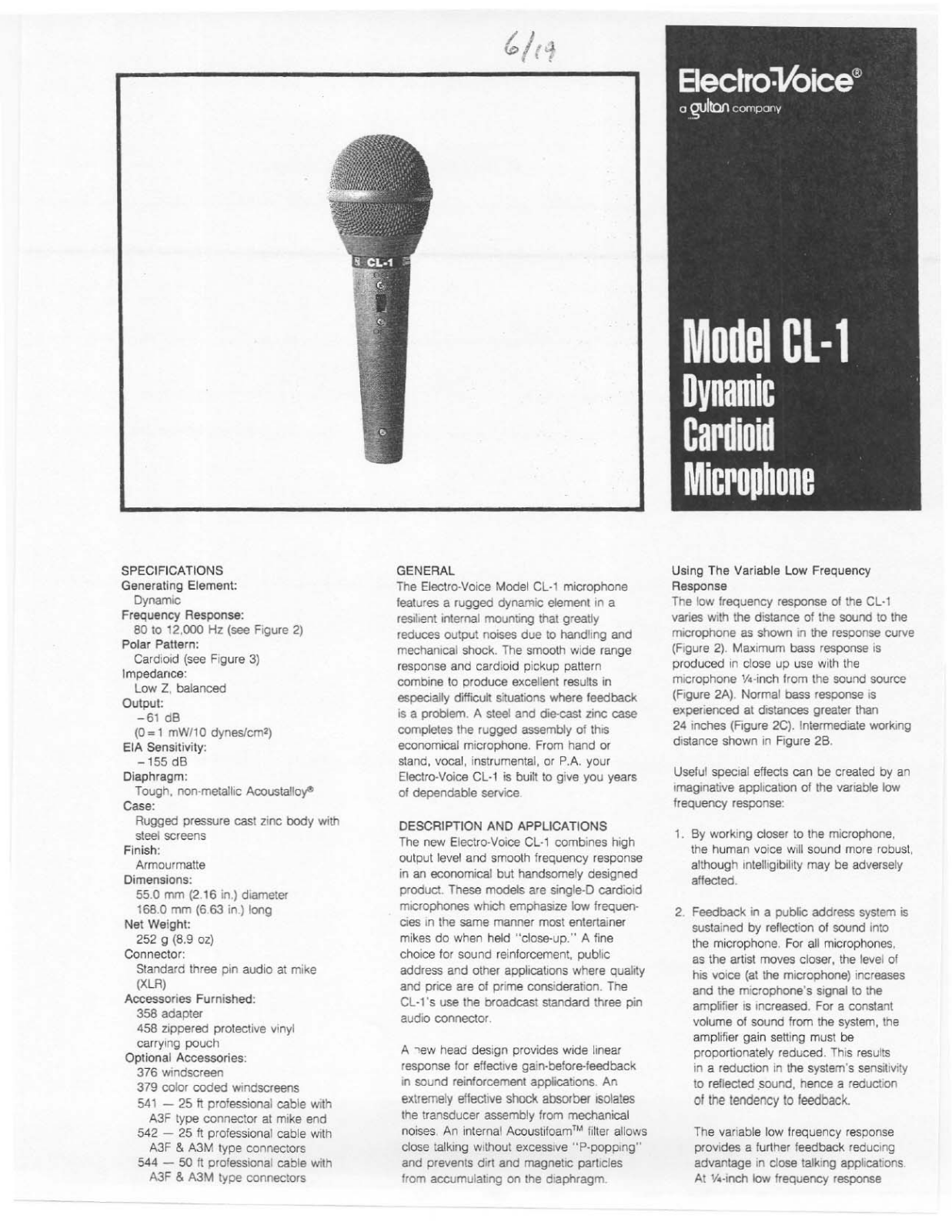 Electro-Voice CL-1 User Manual