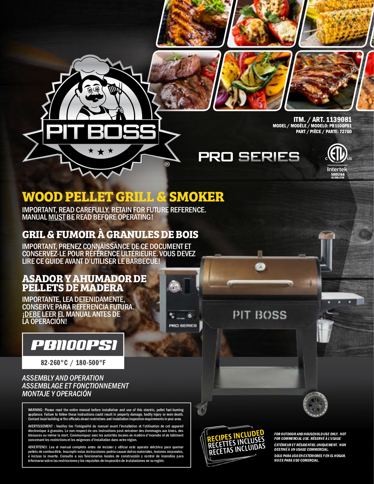 Pit boss PB1100PS1 User Manual