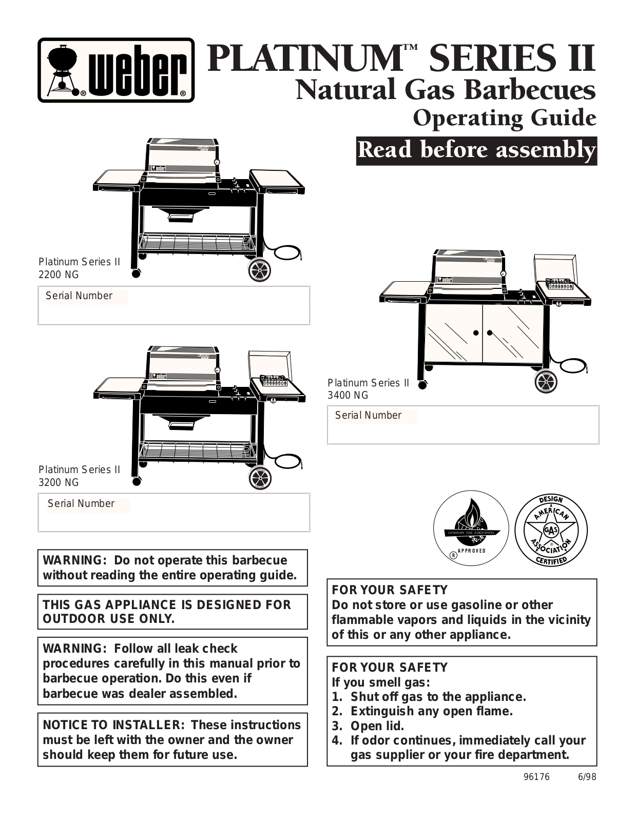 Weber 3400 NG, 2200 NG User Manual