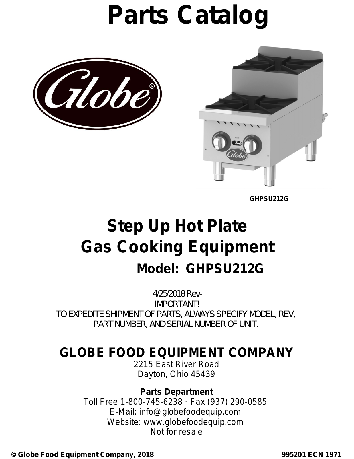 Globe GHPSU212G PARTS LIST