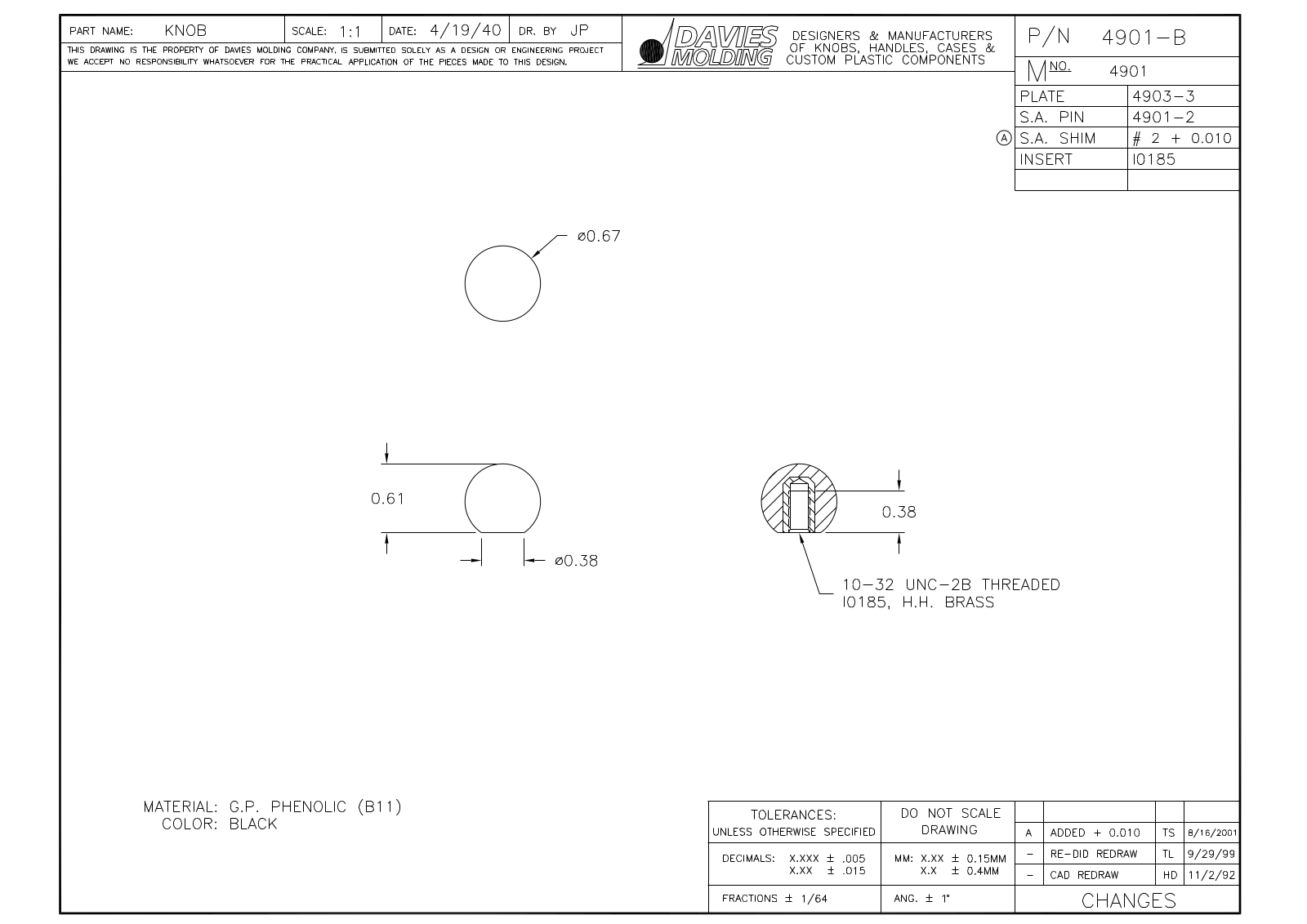 Davies Molding 4901-B Reference Drawing