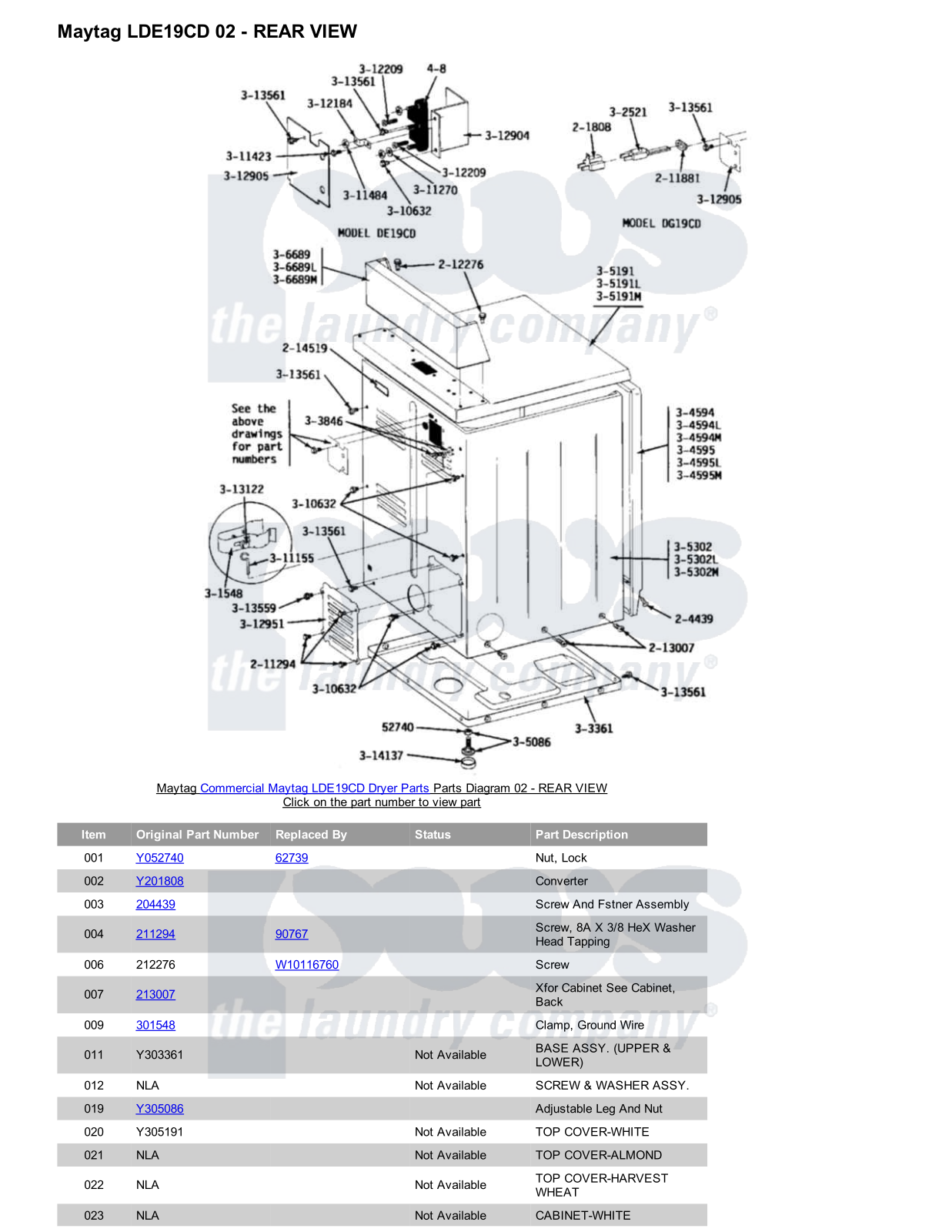 Maytag LDE19CD Parts Diagram