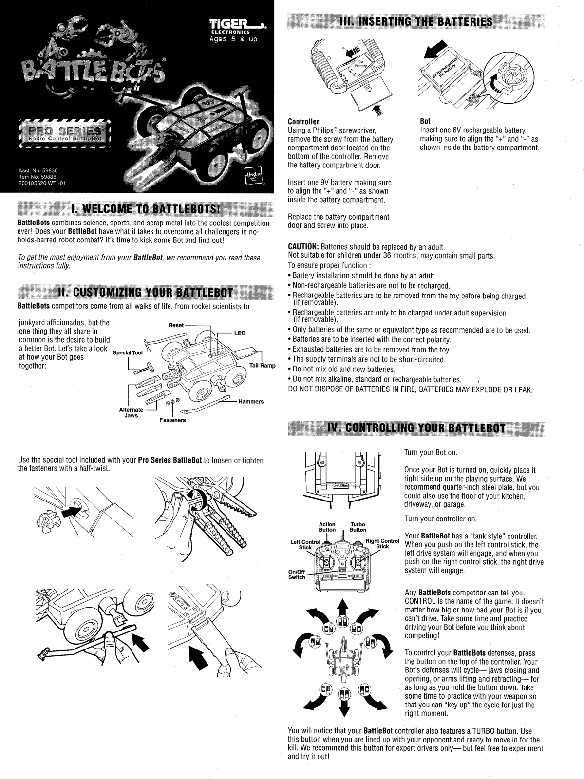 HASBRO Battlebots Pro Series Diesector User Manual