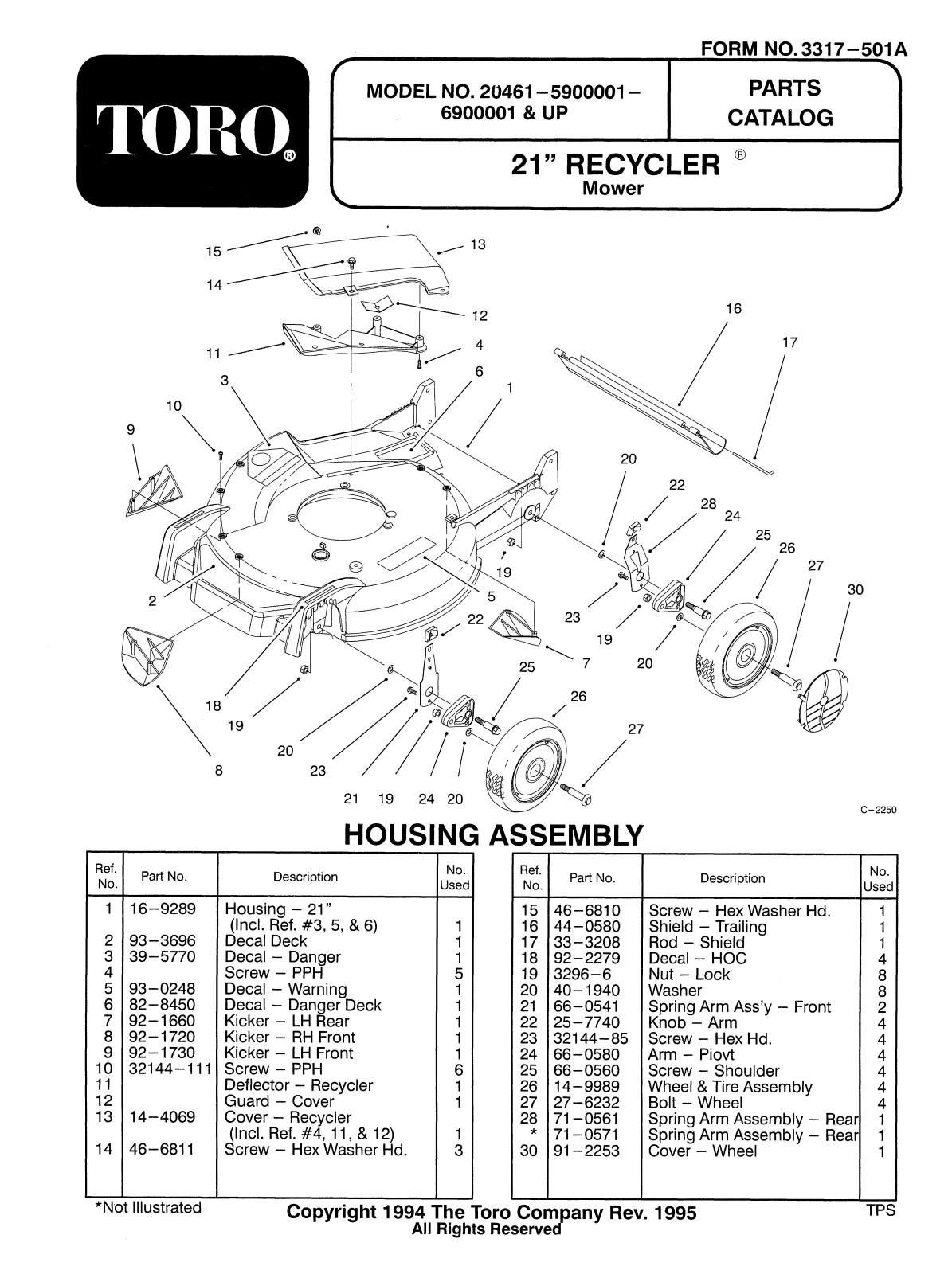 Toro 20461 Parts Catalogue