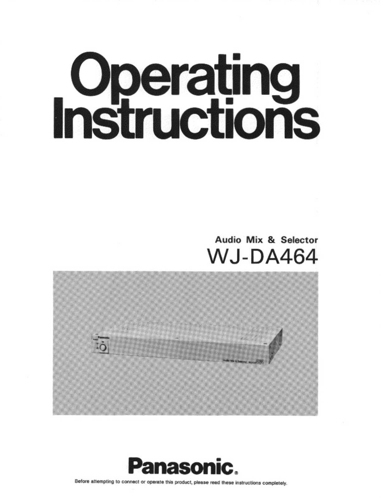 Panasonic wj-da464 Operation Manual