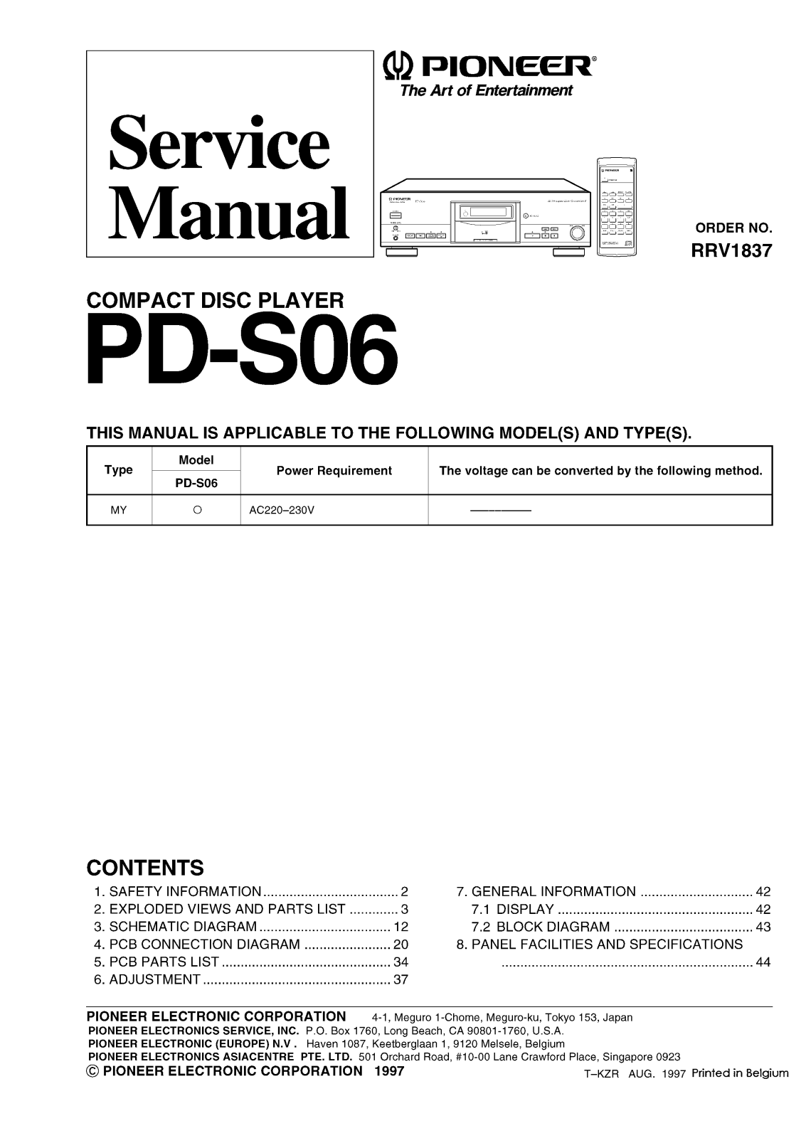 Pioneer PDS-06 Service manual