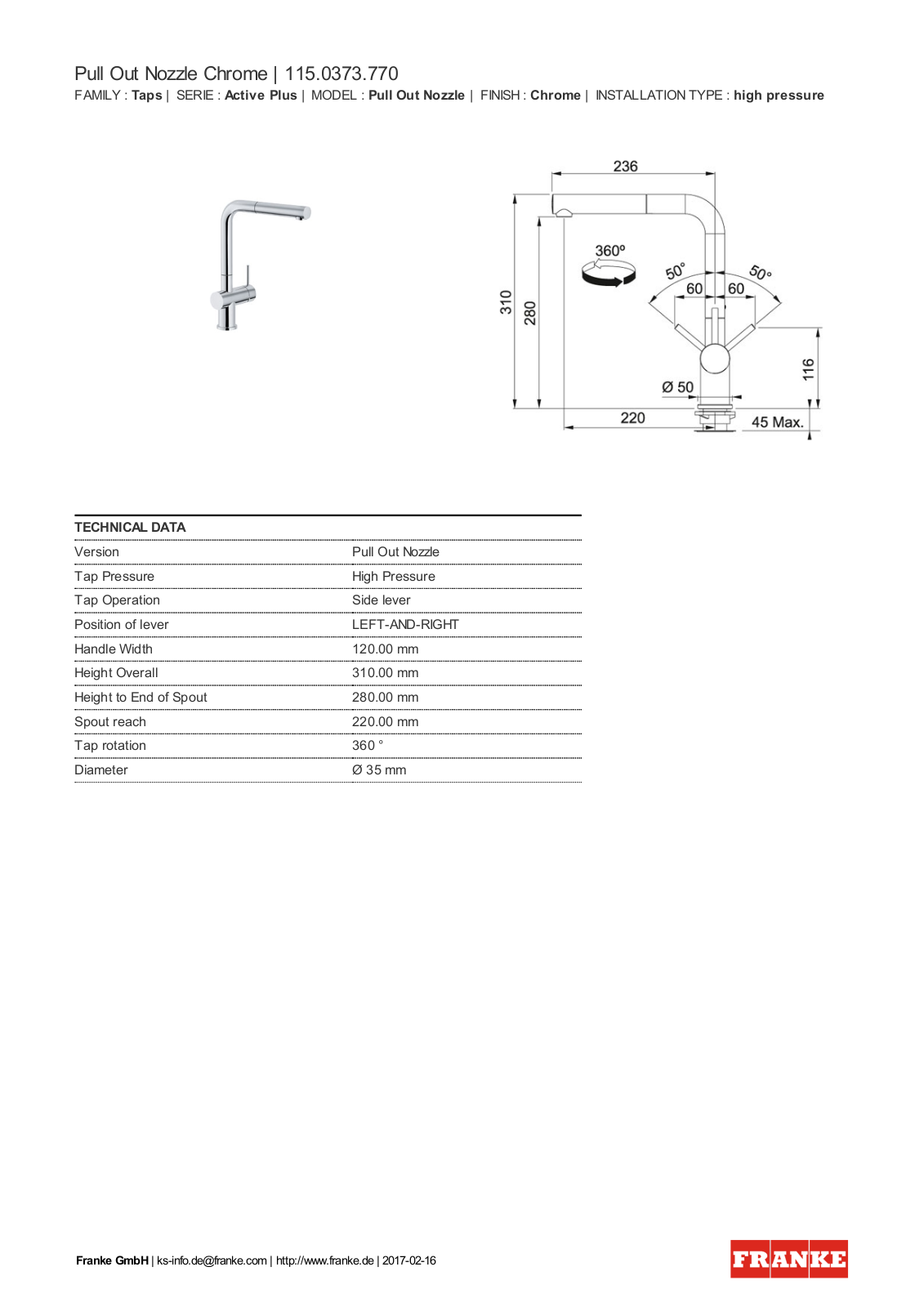 Franke 115.0373.770 Service Manual