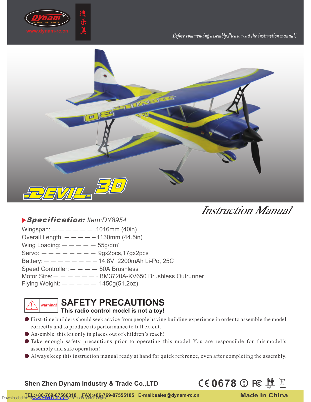 Dynam DeVil 3D Instruction Manual - ManualMachine.com
