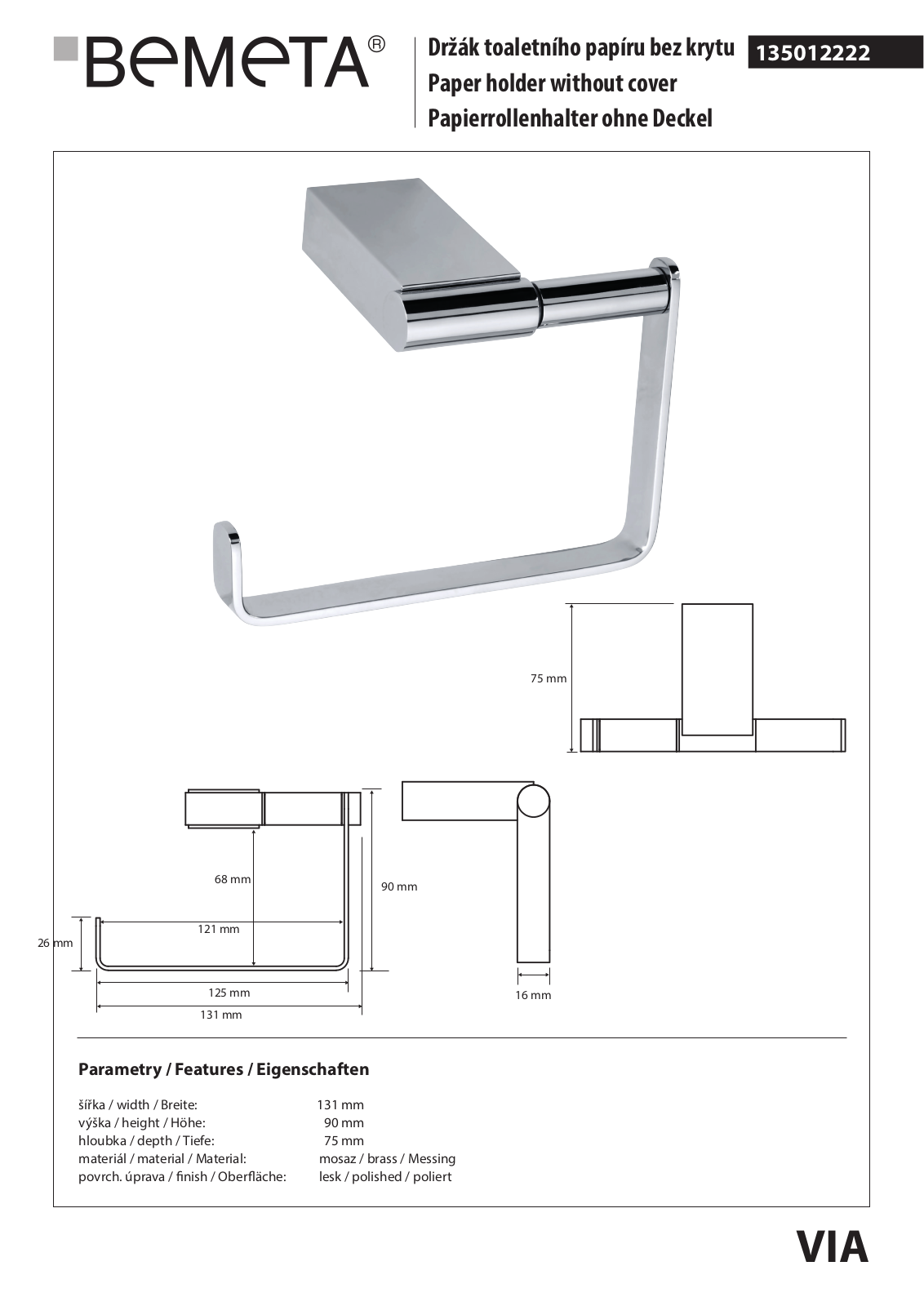 Bemeta Via 135012222 User guide