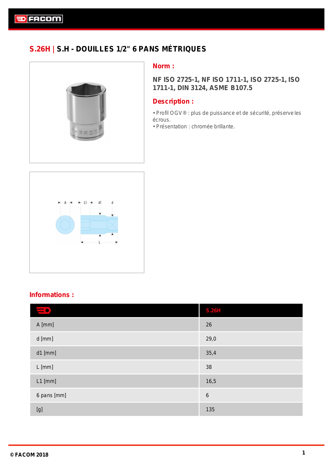 Facom S.26H Specification - ManualMachine.com