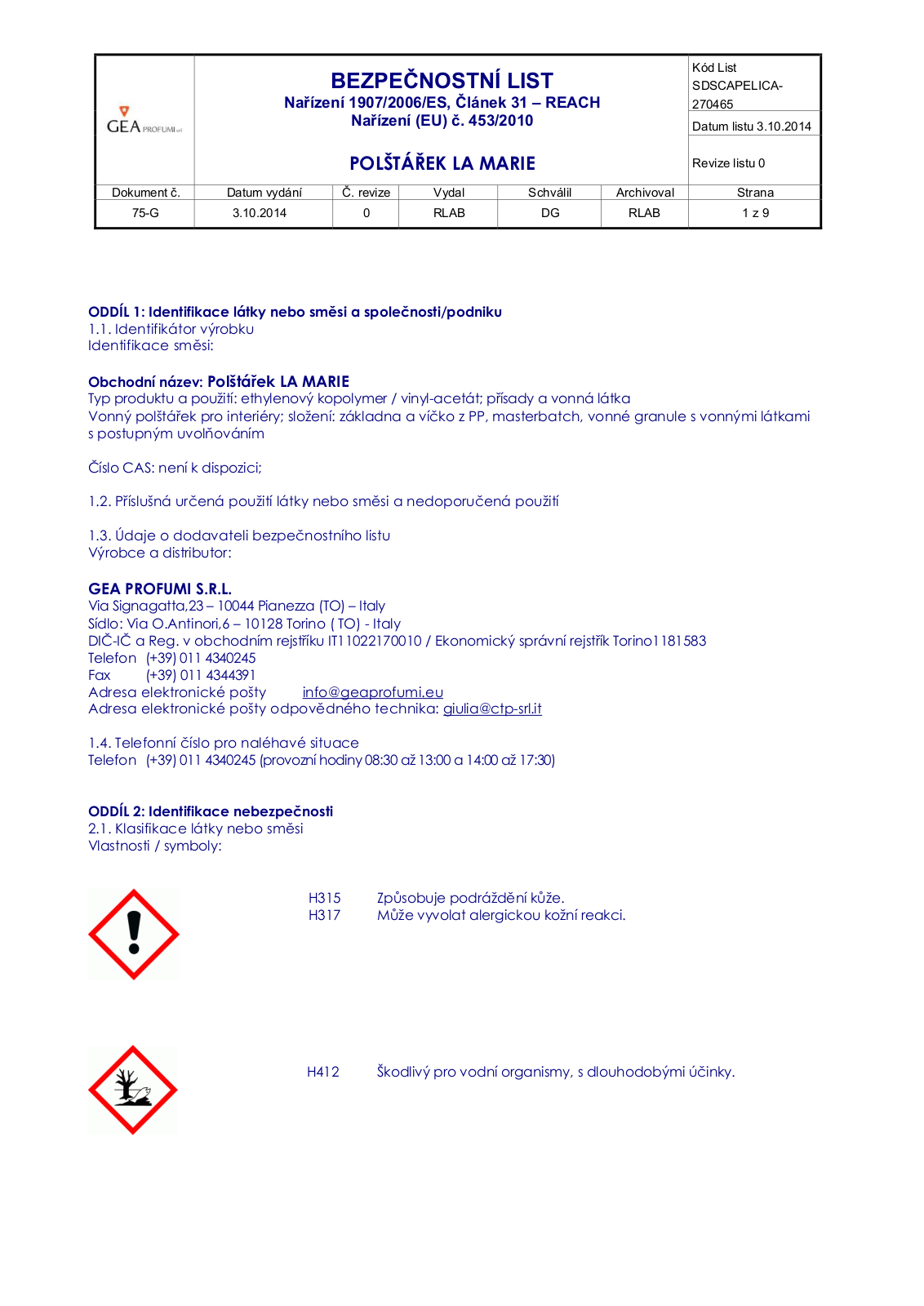 Elica (Favia) LA MARIE User Manual