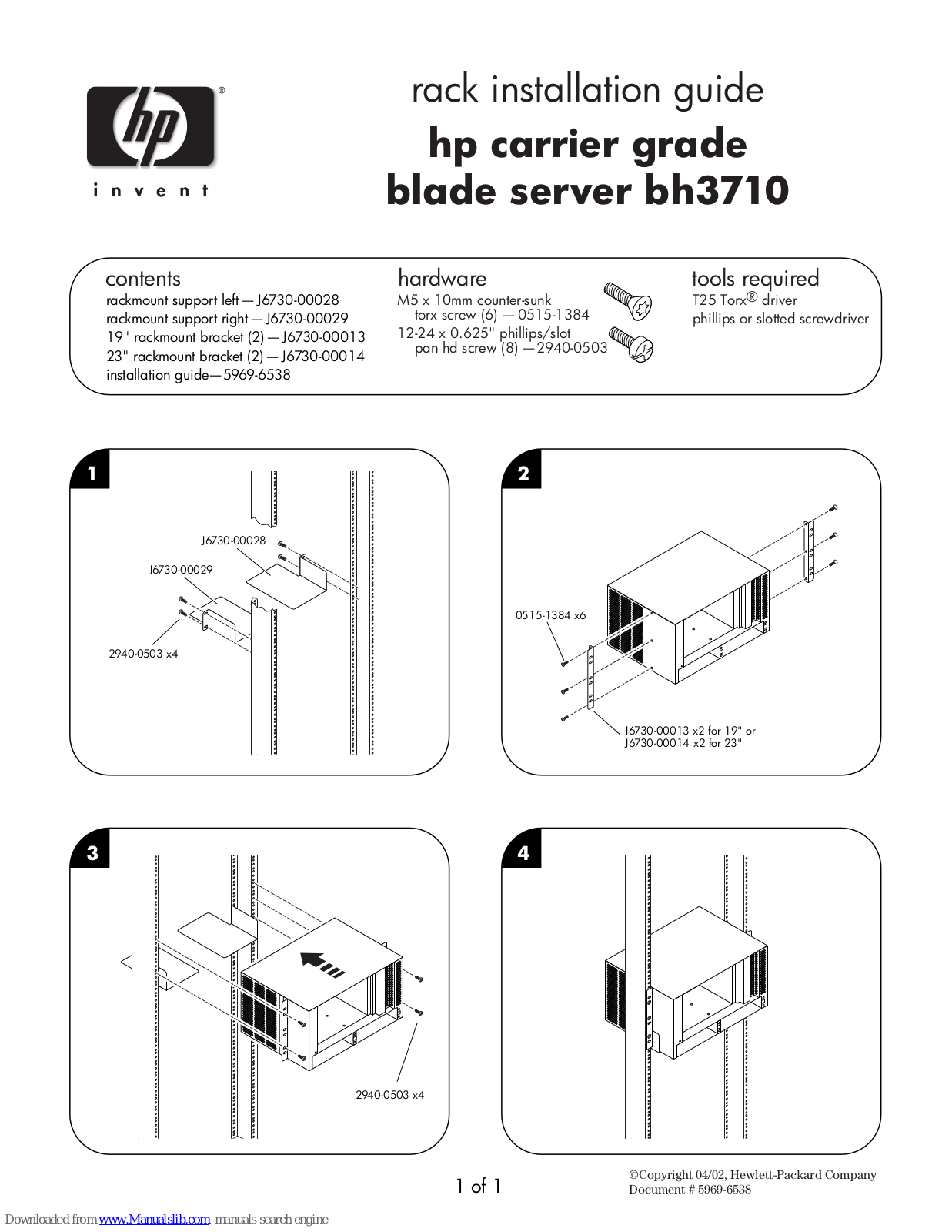 HP Disk Carrier Blade for bh3710, Management LAN Blade for bh7800, bh3710 User Manual