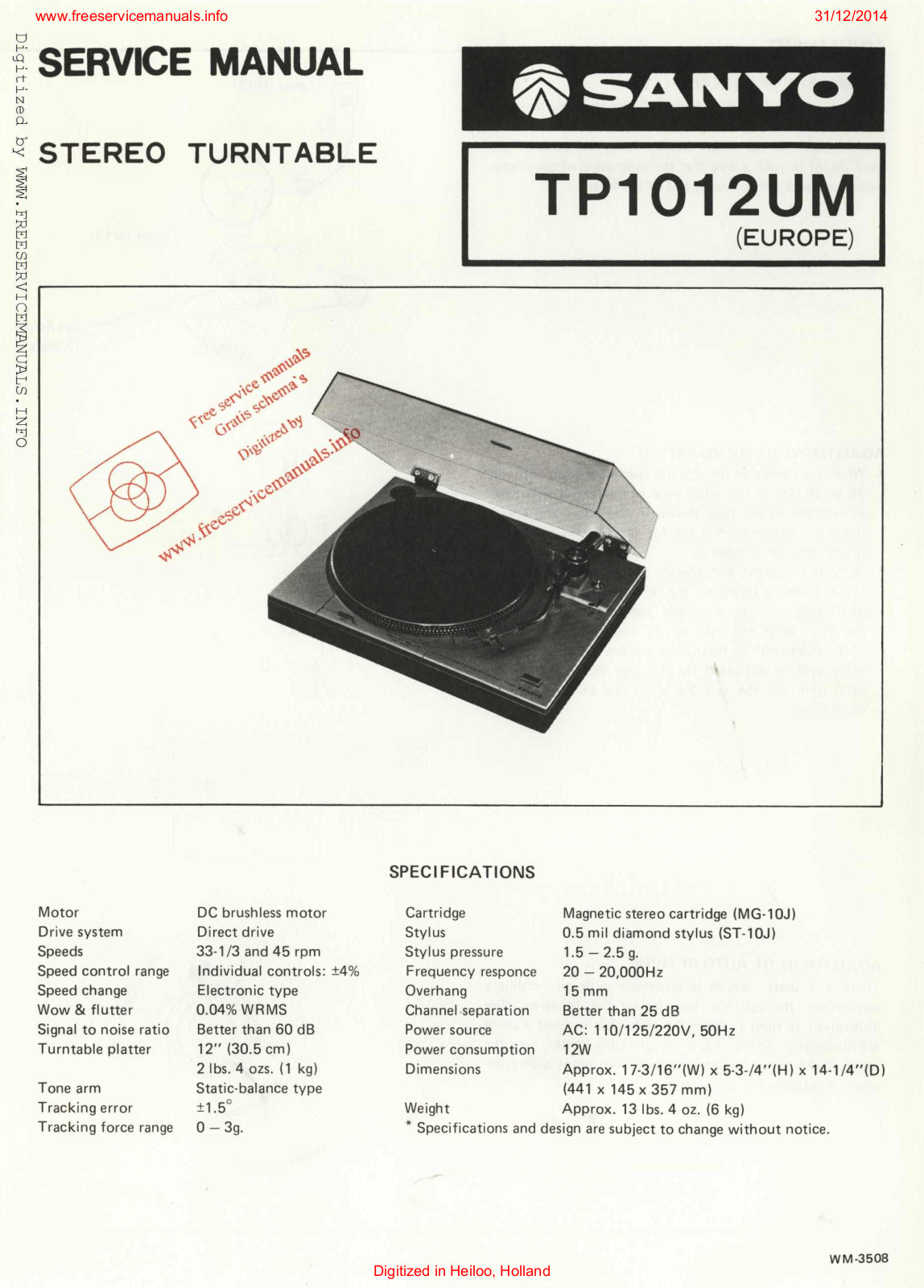 Sanyo TP1012UM Schematic