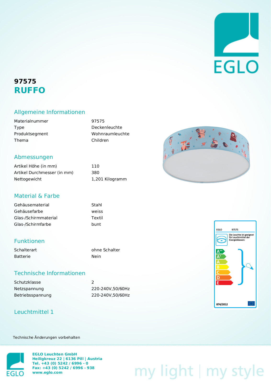 Eglo 97575 Service Manual