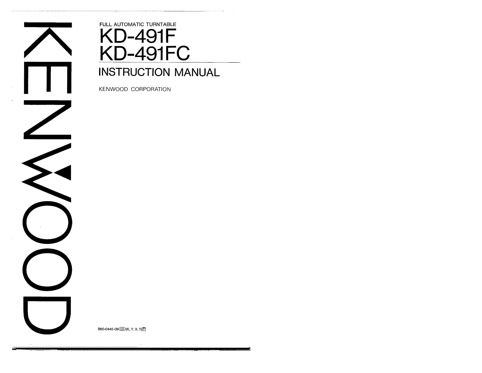 Kenwood KD-491F, KD-491FC Owner's Manual