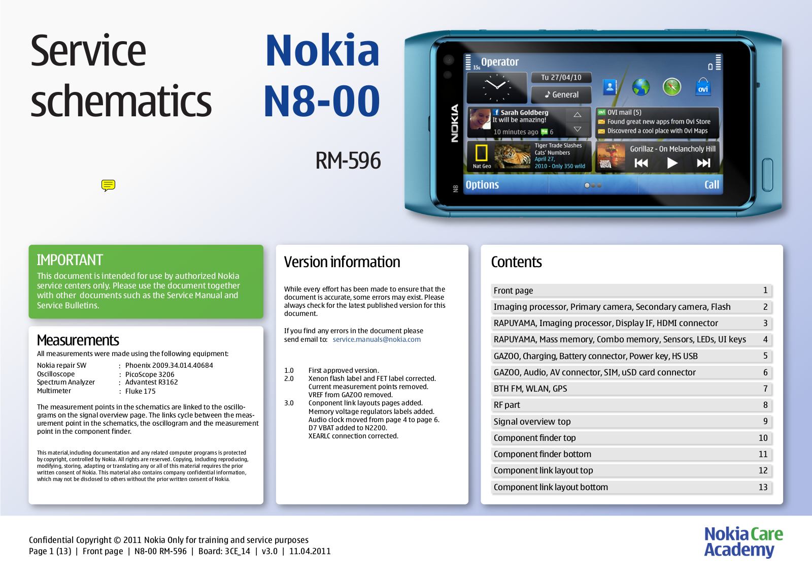 Nokia N8-00, RM-596 Service Schematics