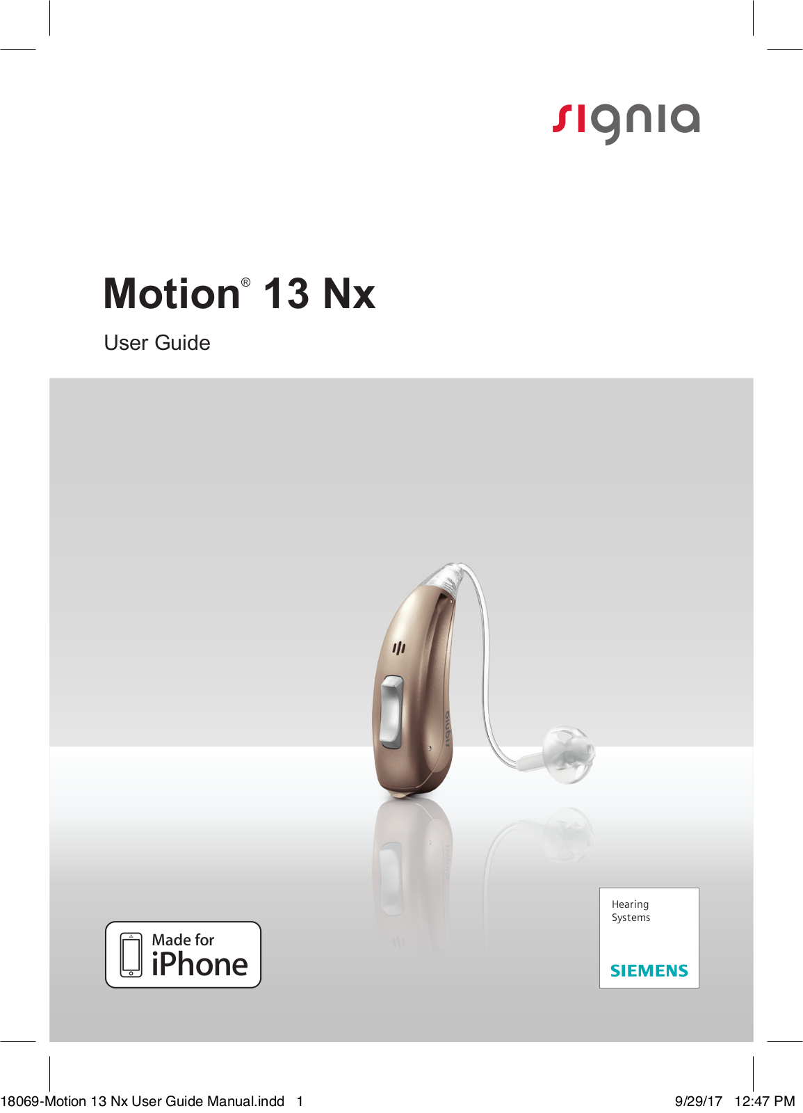 signia Motion 13 Nx User Manual