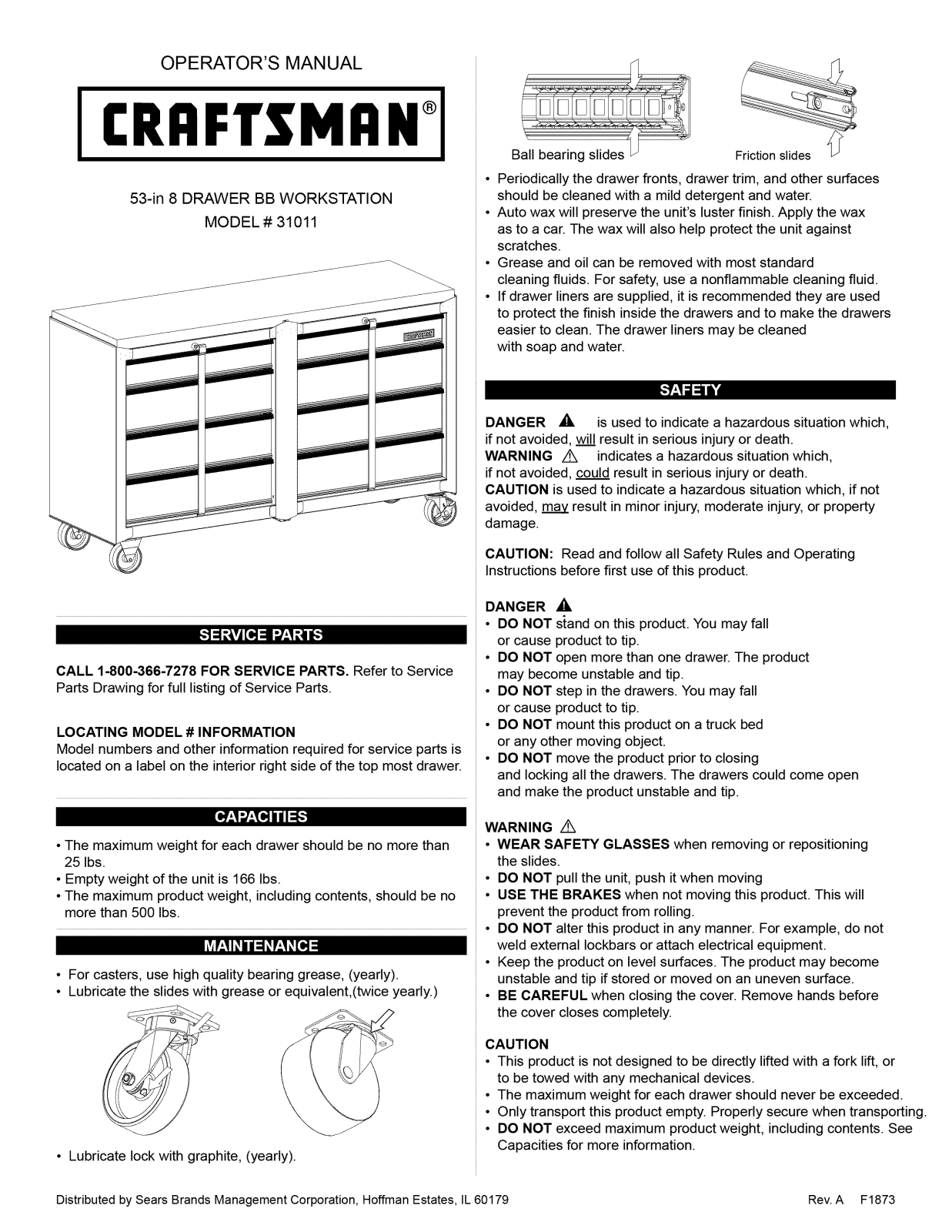 Craftsman 70631011 Owner’s Manual