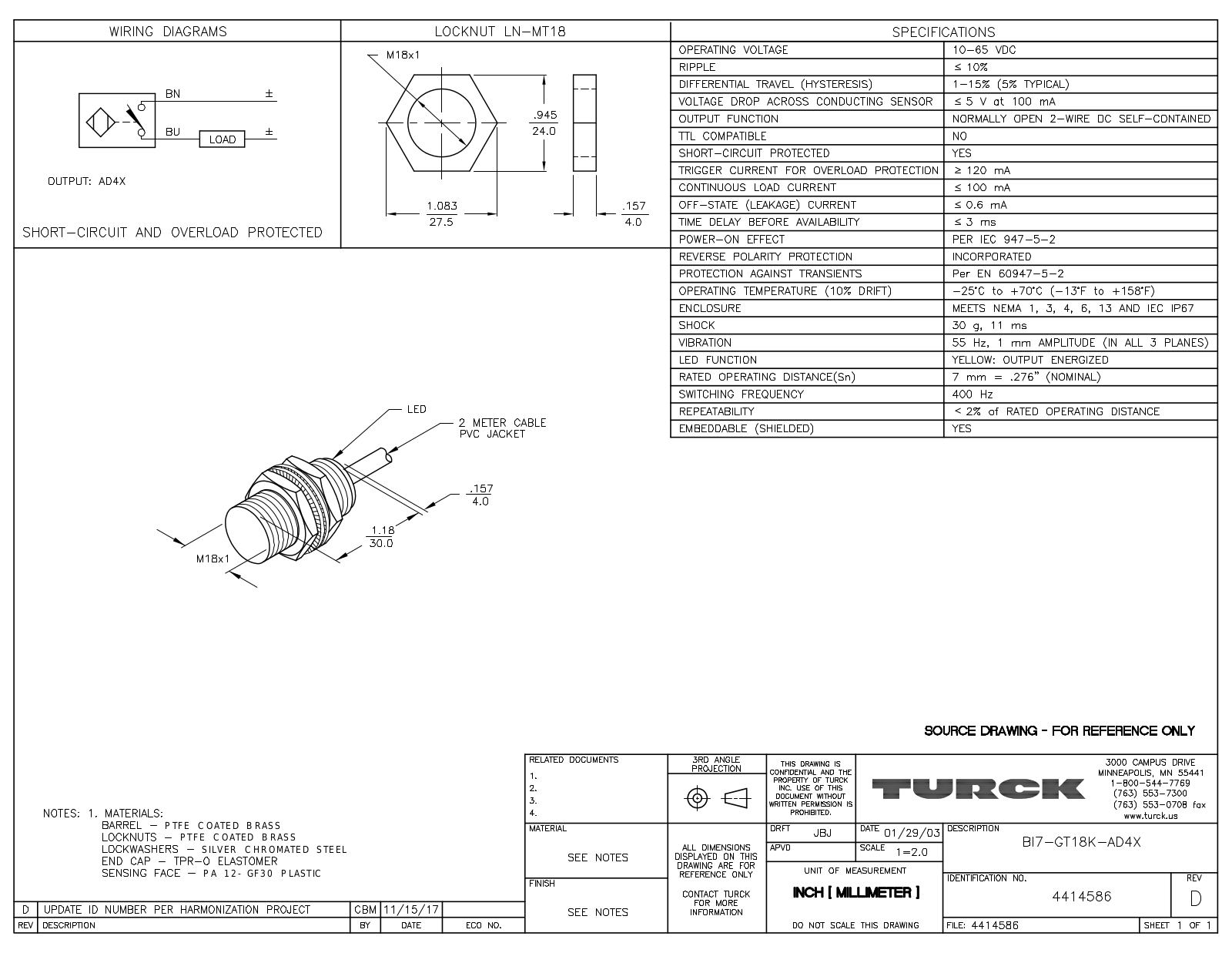 Turck BI7-GT18K-AD4X Data Sheet