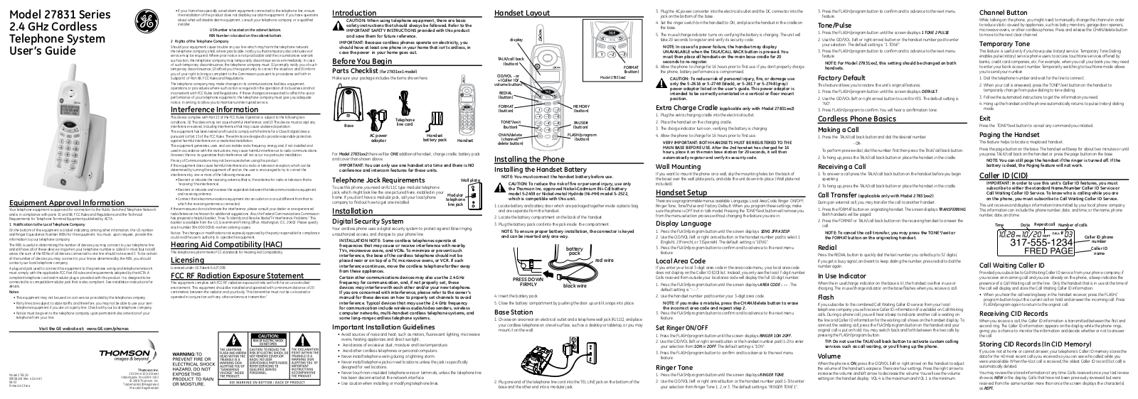 Thomson 2-7831DH, 2-7831D Users Manual