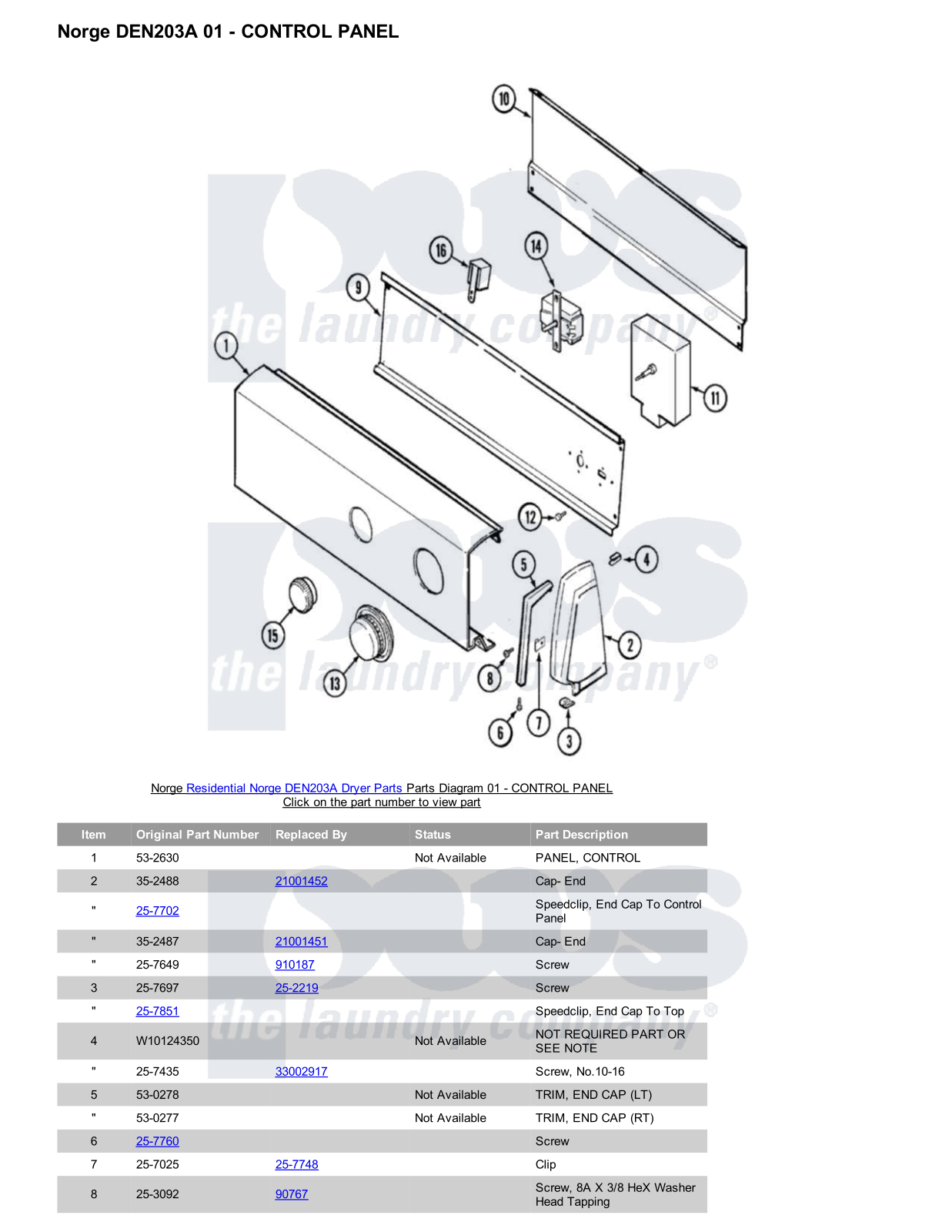 Norge DEN203A Parts Diagram