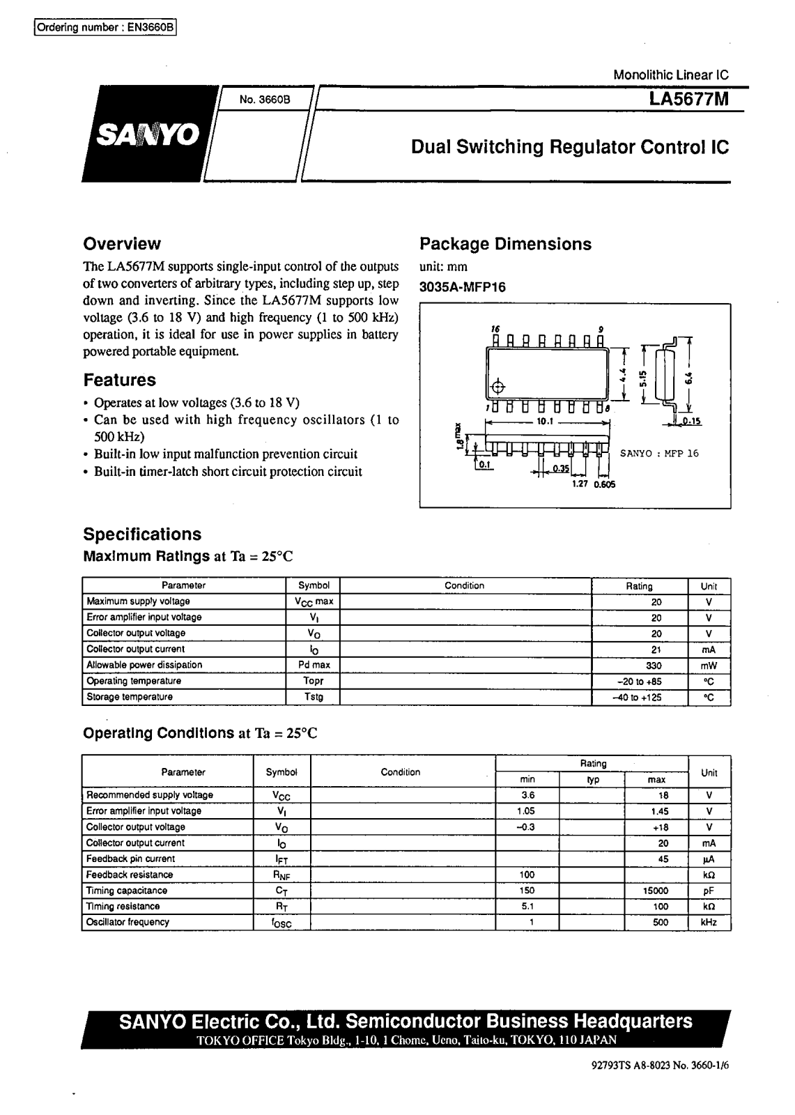 SANYO LA5677M Datasheet