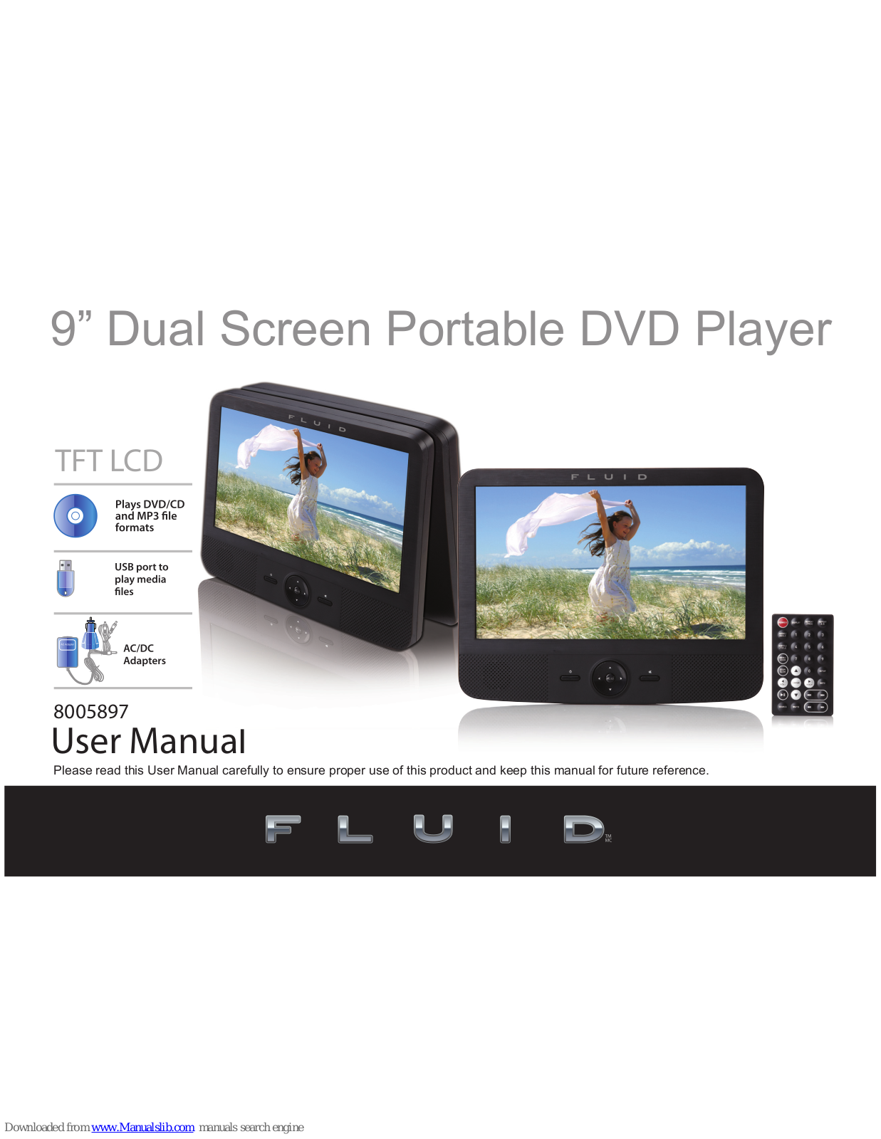 Fluid 9” Dual Screen Portable DVD Player User Manual