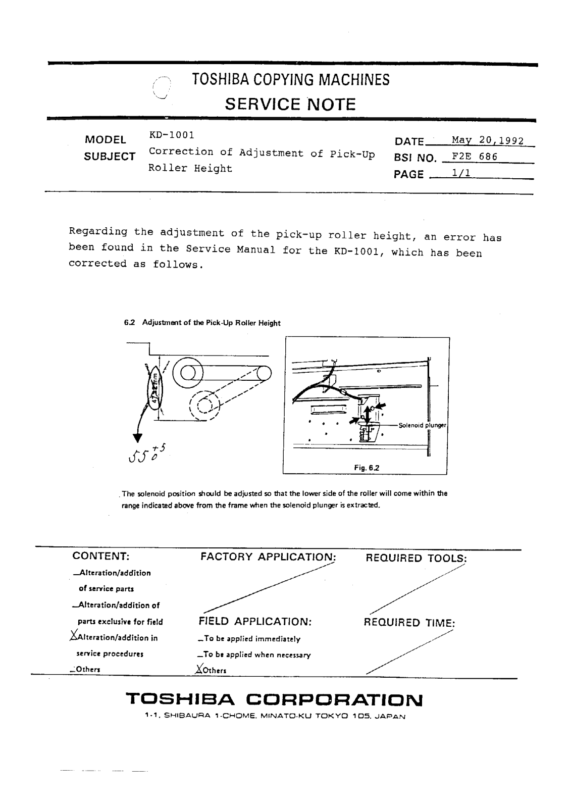 Toshiba f2e686 Service Note