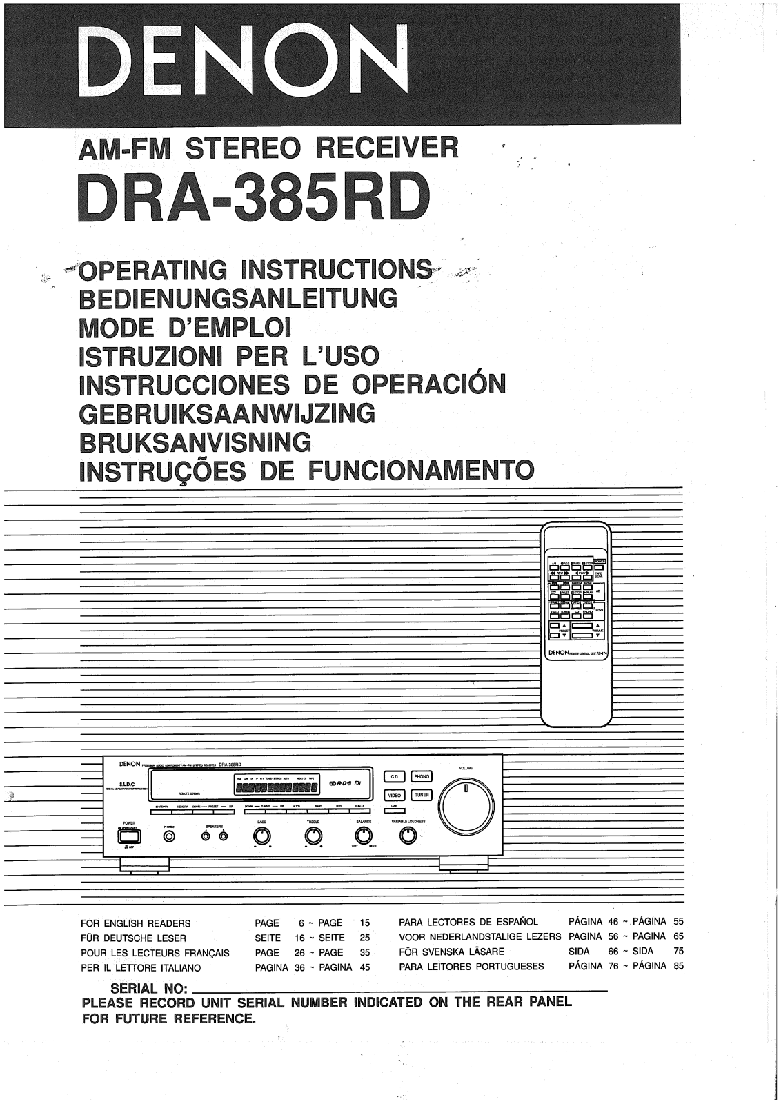 Denon DRA-385RD Owner's Manual
