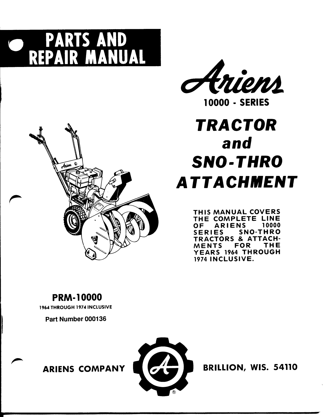 Ariens PRM-10000 User Manual