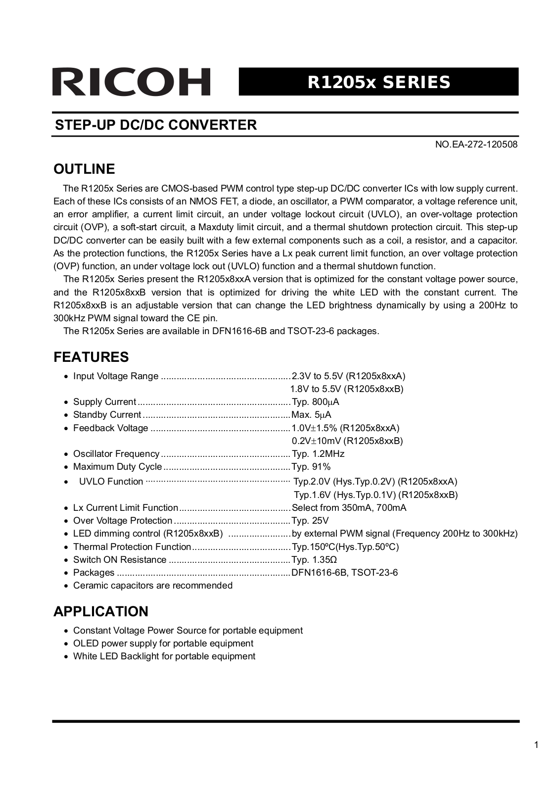 RICOH R1205x Technical data