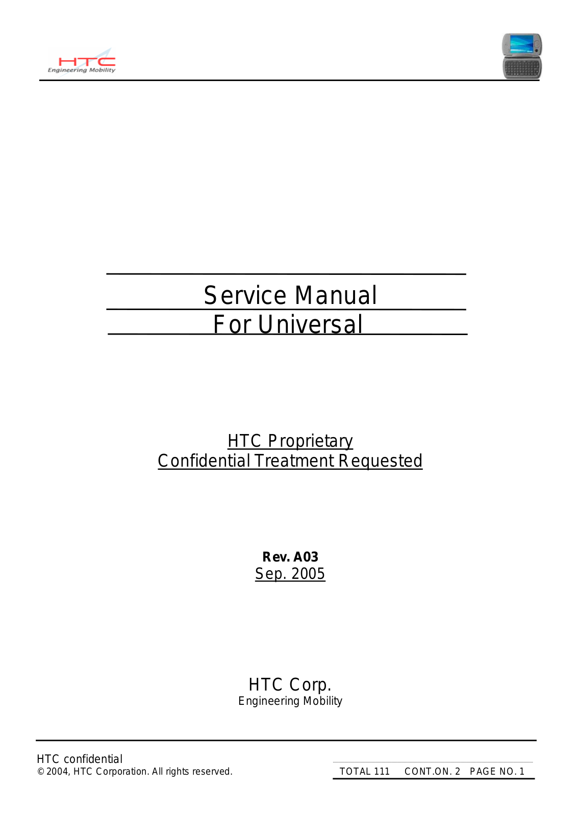 HTC Universal Service Manual