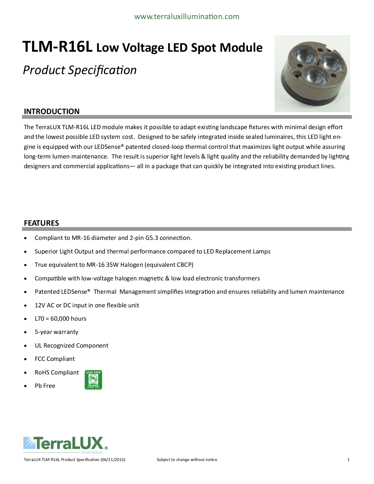 TERRALUX TLM-R16L User Manual