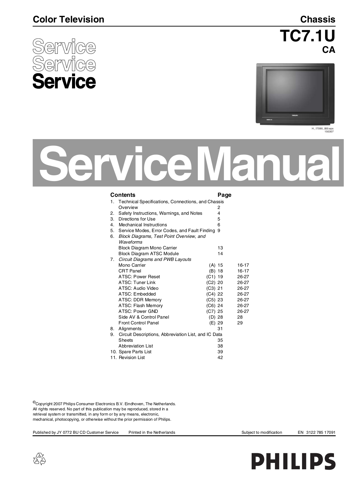 Philips 32PF9968/10, 27PT9007D Schematic