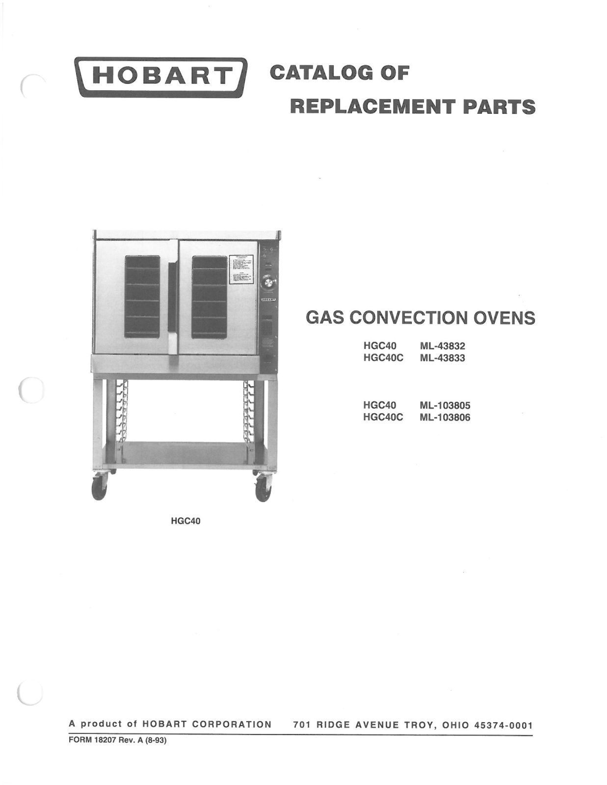 Hobart HGC40 Parts Manual