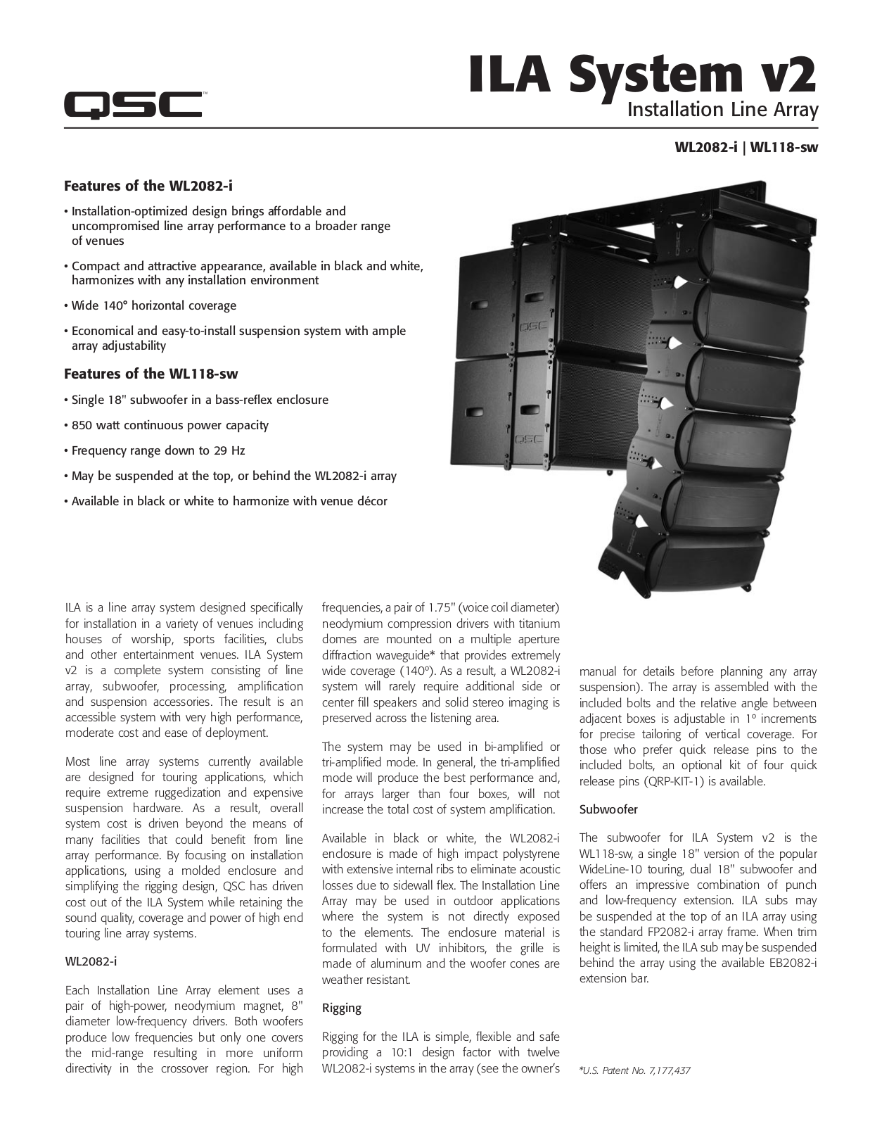 QSC WL118-SW Specifications